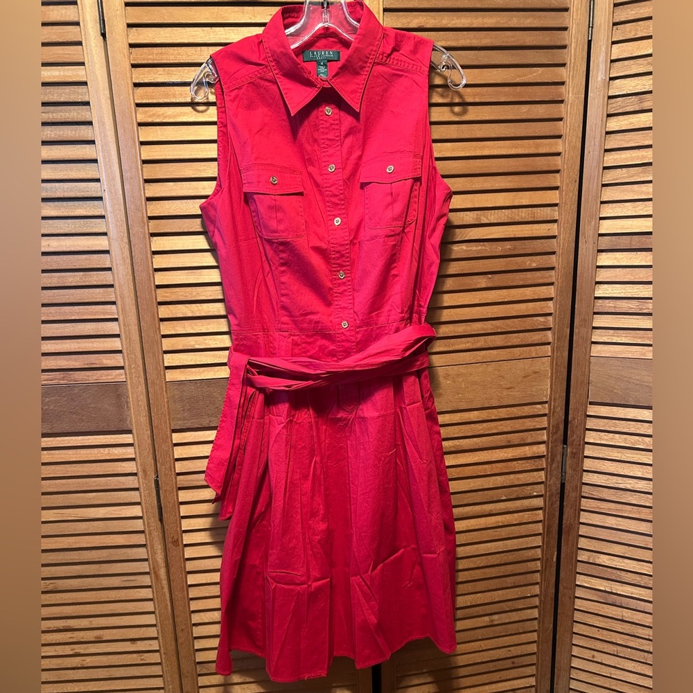 Lauren Ralph Lauren Red Shirtwaist Cotton Dress